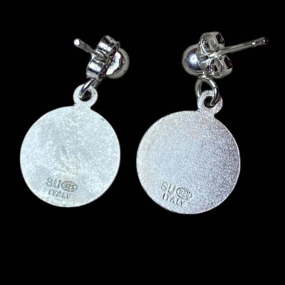 Vintage Designer Italian Winged Cherub Sterling Silver Earrings Signed SU - Picture 2 of 3